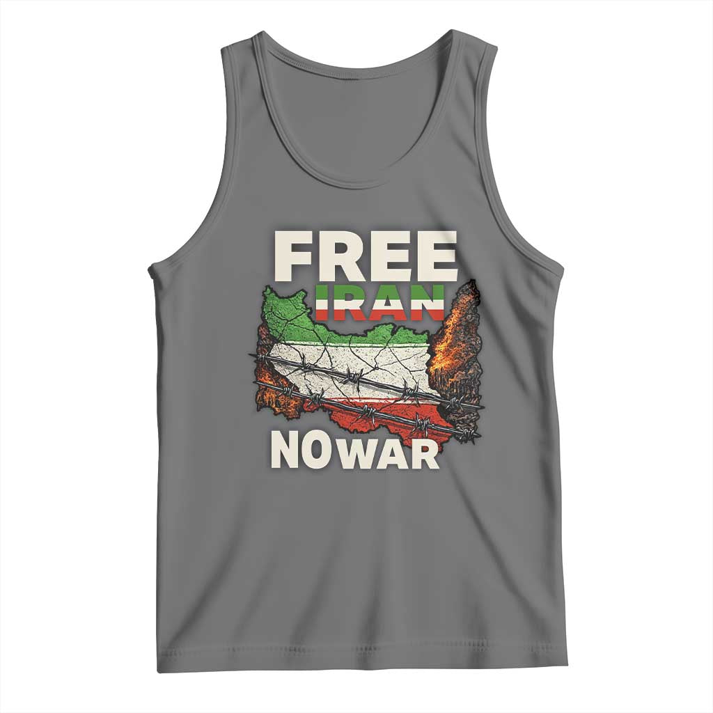 Free Iran No War Protest Graphic Tank Top Barbed Wire Freedom Human Rights Solidarity