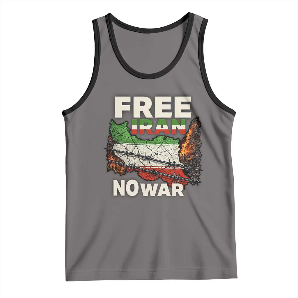 Free Iran No War Protest Graphic Tank Top Barbed Wire Freedom Human Rights Solidarity