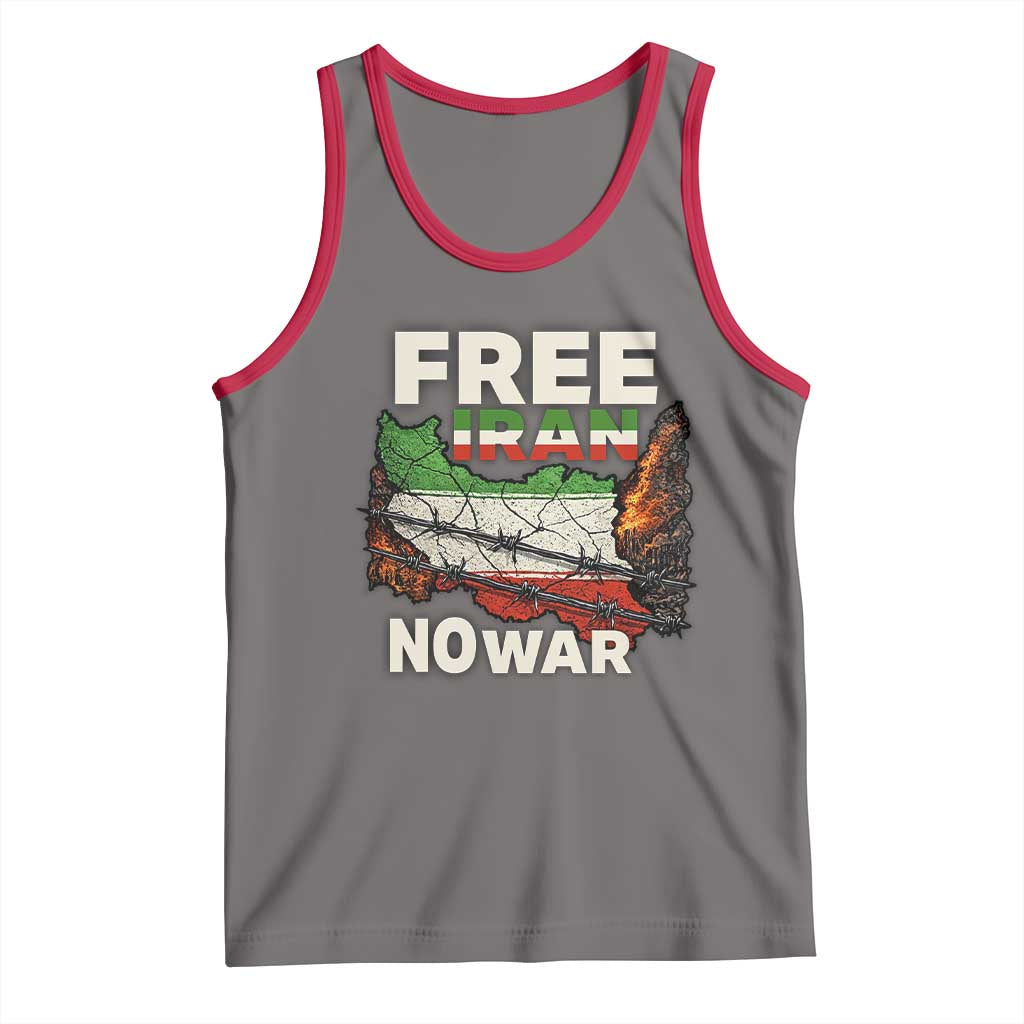 Free Iran No War Protest Graphic Tank Top Barbed Wire Freedom Human Rights Solidarity