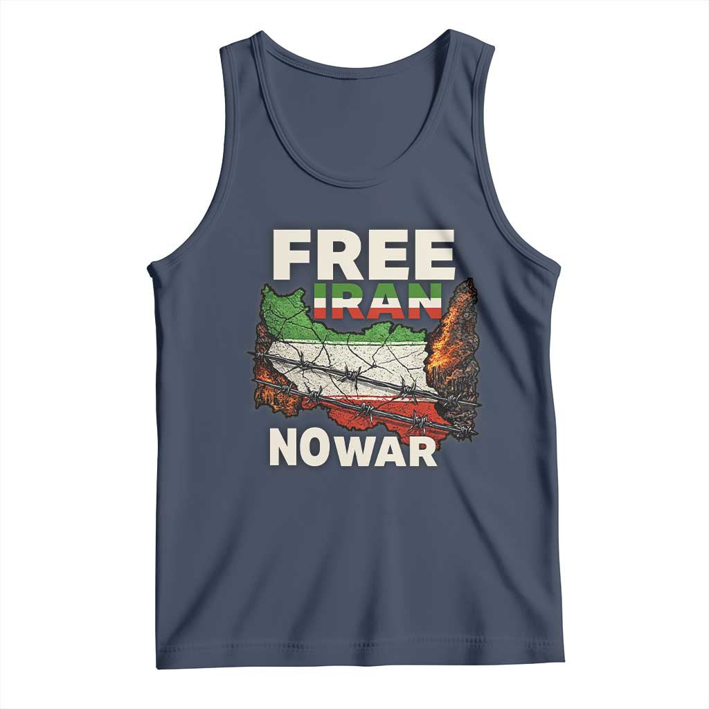 Free Iran No War Protest Graphic Tank Top Barbed Wire Freedom Human Rights Solidarity