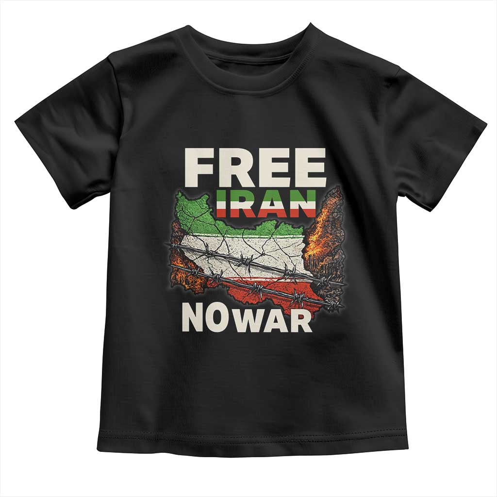 Free Iran No War Protest Graphic Toddler T Shirt Barbed Wire Freedom Human Rights Solidarity