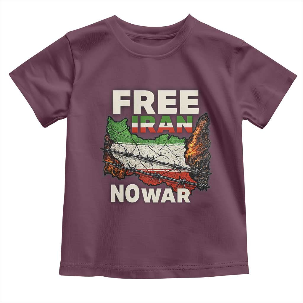 Free Iran No War Protest Graphic Toddler T Shirt Barbed Wire Freedom Human Rights Solidarity