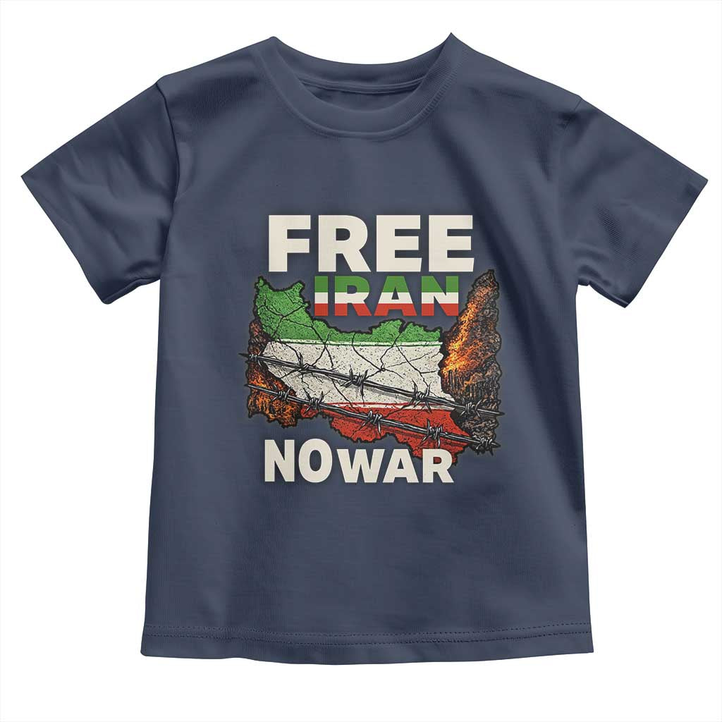 Free Iran No War Protest Graphic Toddler T Shirt Barbed Wire Freedom Human Rights Solidarity