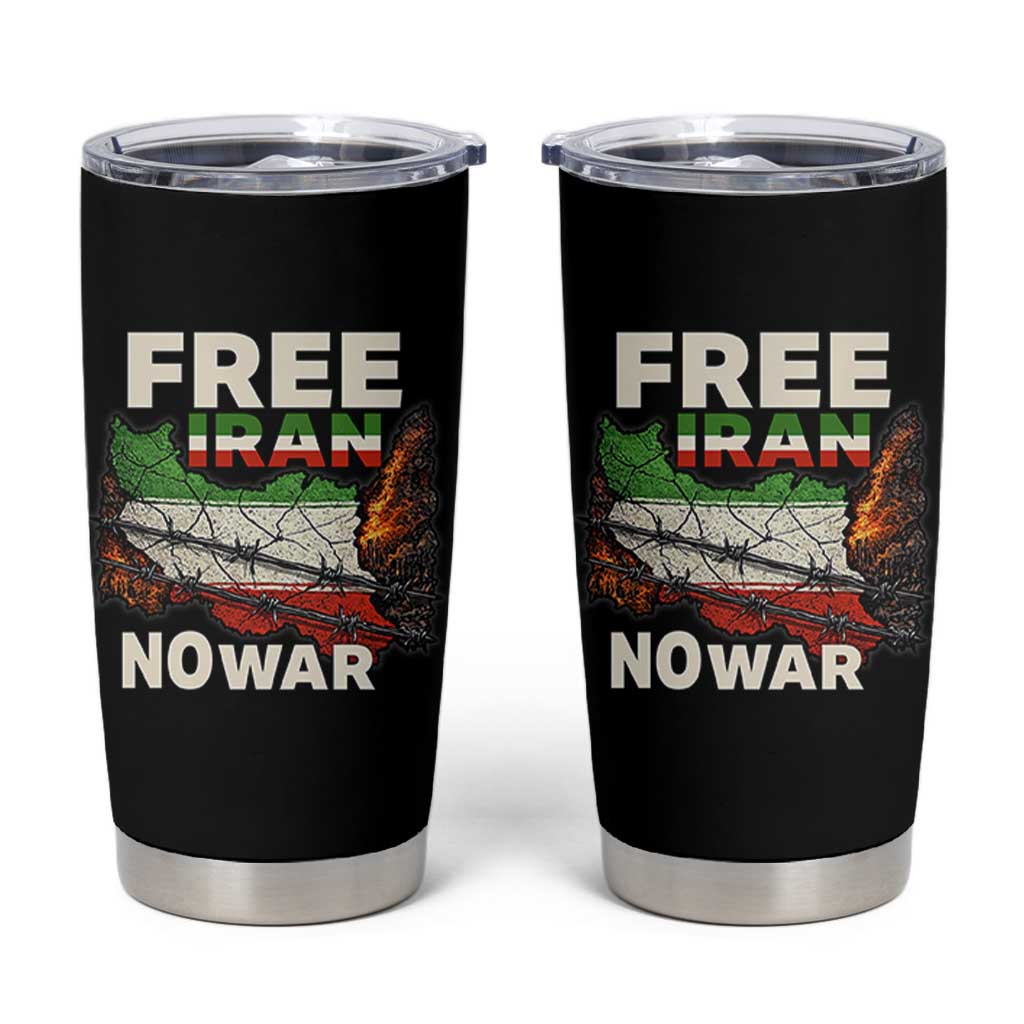Free Iran No War Protest Graphic Tumbler Cup Barbed Wire Freedom Human Rights Solidarity