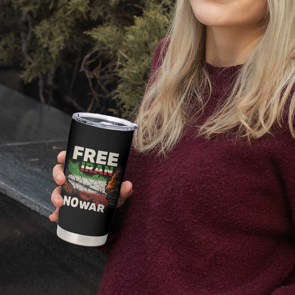 Free Iran No War Protest Graphic Tumbler Cup Barbed Wire Freedom Human Rights Solidarity