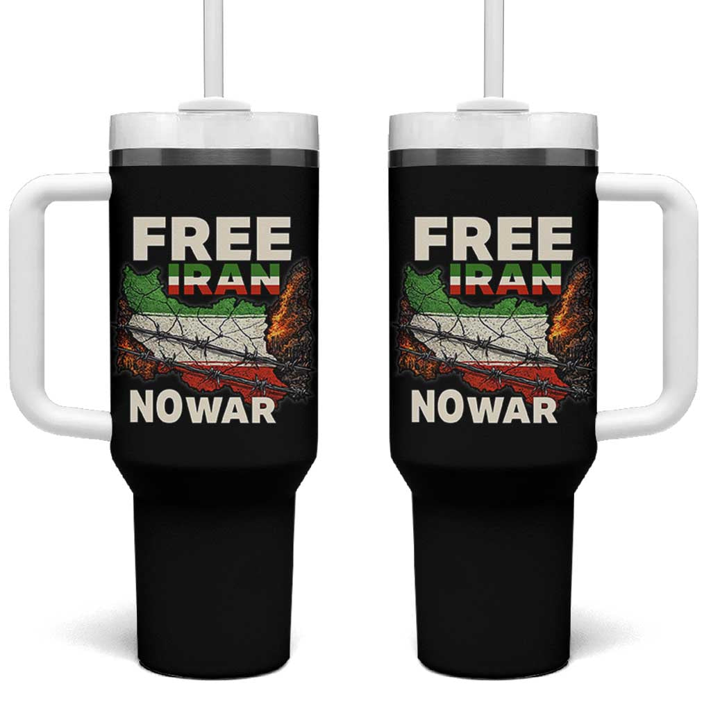 Free Iran No War Protest Graphic Tumbler With Handle Barbed Wire Freedom Human Rights Solidarity