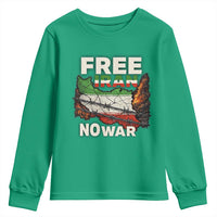 Free Iran No War Protest Graphic Youth Sweatshirt Barbed Wire Freedom Human Rights Solidarity