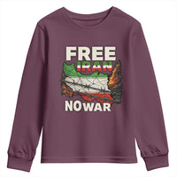 Free Iran No War Protest Graphic Youth Sweatshirt Barbed Wire Freedom Human Rights Solidarity