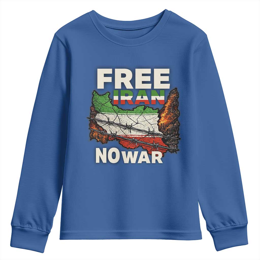Free Iran No War Protest Graphic Youth Sweatshirt Barbed Wire Freedom Human Rights Solidarity