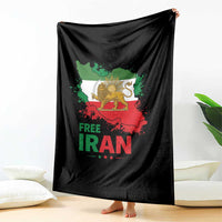 Free Iran Lion And Sun Map Graphic Throw Blanket Persian Heritage Freedom Support