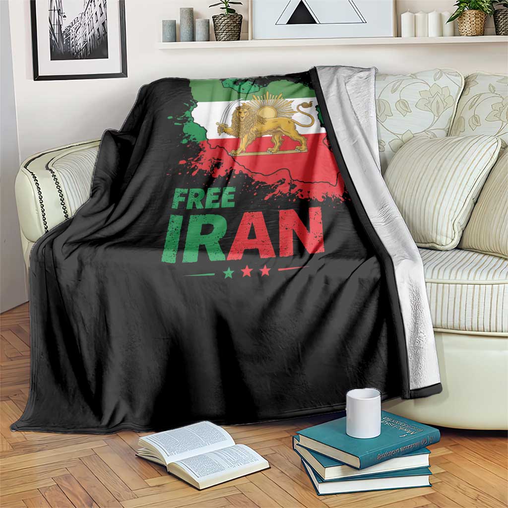 Free Iran Lion And Sun Map Graphic Throw Blanket Persian Heritage Freedom Support