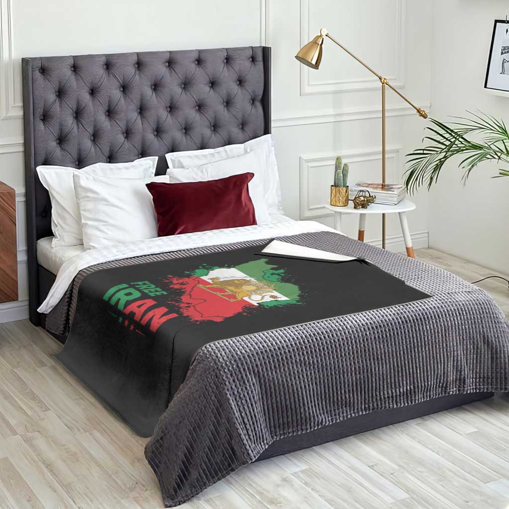 Free Iran Lion And Sun Map Graphic Throw Blanket Persian Heritage Freedom Support