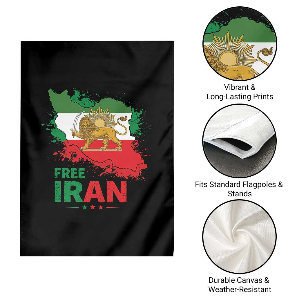 Free Iran Lion And Sun Map Graphic Garden Flag Persian Heritage Freedom Support