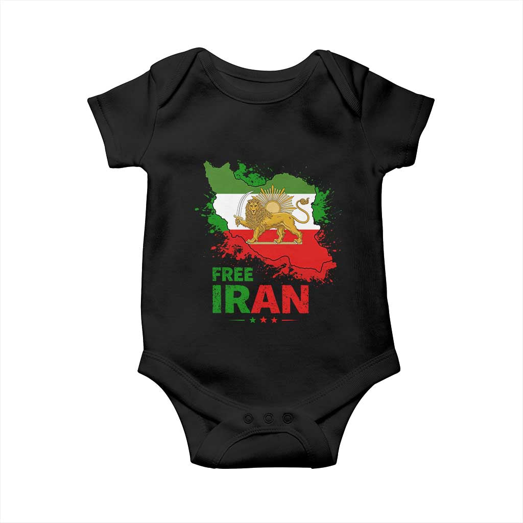 Free Iran Lion And Sun Map Graphic Baby Onesie Persian Heritage Freedom Support