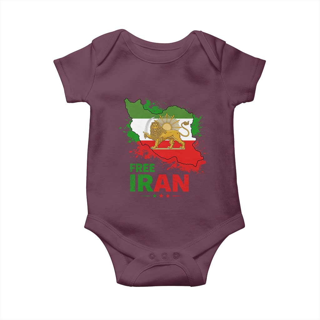 Free Iran Lion And Sun Map Graphic Baby Onesie Persian Heritage Freedom Support