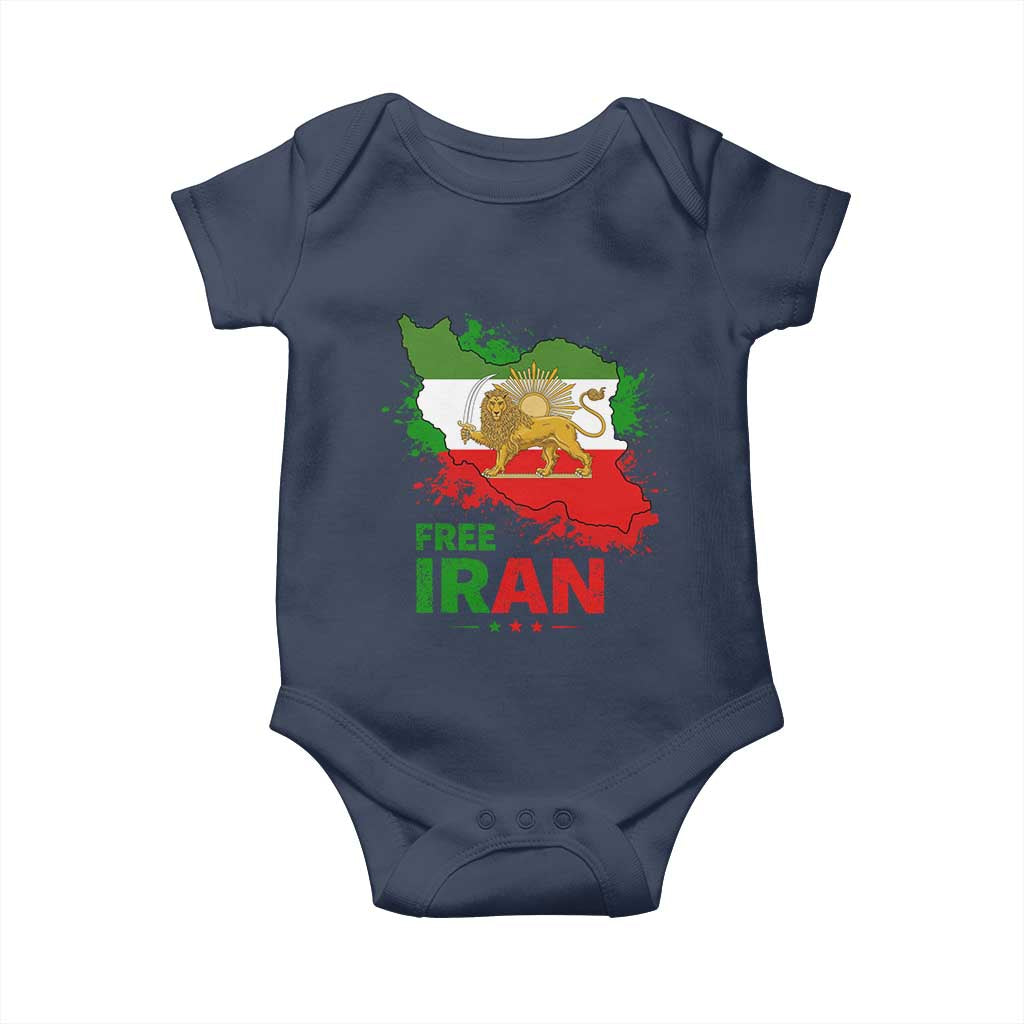 Free Iran Lion And Sun Map Graphic Baby Onesie Persian Heritage Freedom Support