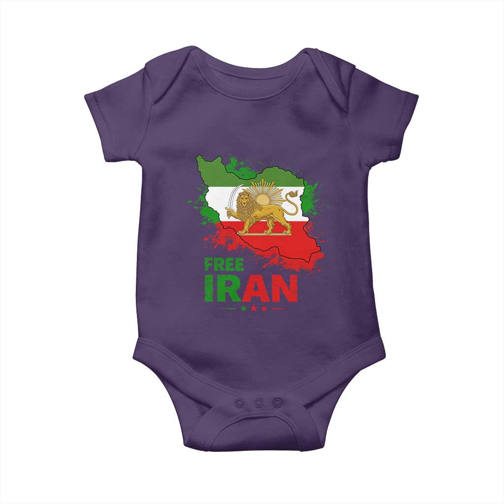 Free Iran Lion And Sun Map Graphic Baby Onesie Persian Heritage Freedom Support