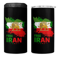 Free Iran Lion And Sun Map Graphic 4 in 1 Can Cooler Tumbler Persian Heritage Freedom Support