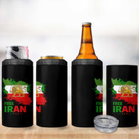 Free Iran Lion And Sun Map Graphic 4 in 1 Can Cooler Tumbler Persian Heritage Freedom Support