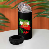 Free Iran Lion And Sun Map Graphic 4 in 1 Can Cooler Tumbler Persian Heritage Freedom Support