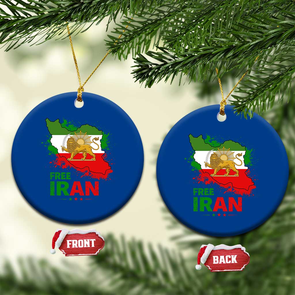 Free Iran Lion And Sun Map Graphic Ceramic Ornament Persian Heritage Freedom Support