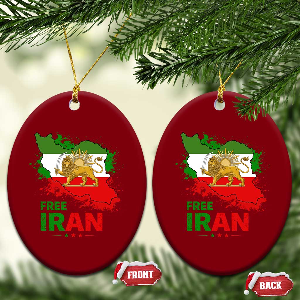 Free Iran Lion And Sun Map Graphic Ceramic Ornament Persian Heritage Freedom Support