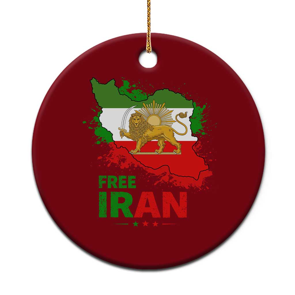 Free Iran Lion And Sun Map Graphic Ceramic Ornament Persian Heritage Freedom Support