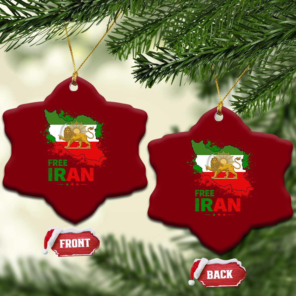 Free Iran Lion And Sun Map Graphic Ceramic Ornament Persian Heritage Freedom Support