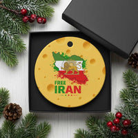Free Iran Lion And Sun Map Graphic Ceramic Ornament Persian Heritage Freedom Support