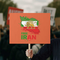Free Iran Lion And Sun Map Graphic Protest Sign Persian Heritage Freedom Support