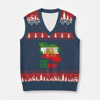 Free Iran Lion And Sun Map Graphic V-Neck Knit Sweater Vest Persian Heritage Freedom Support