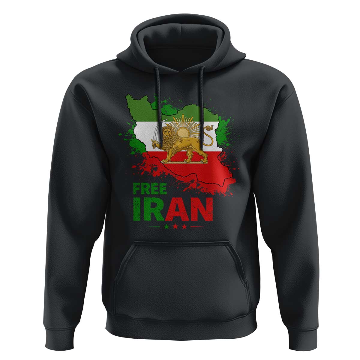 Free Iran Lion And Sun Map Graphic Hoodie Persian Heritage Freedom Support