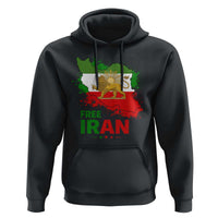 Free Iran Lion And Sun Map Graphic Hoodie Persian Heritage Freedom Support