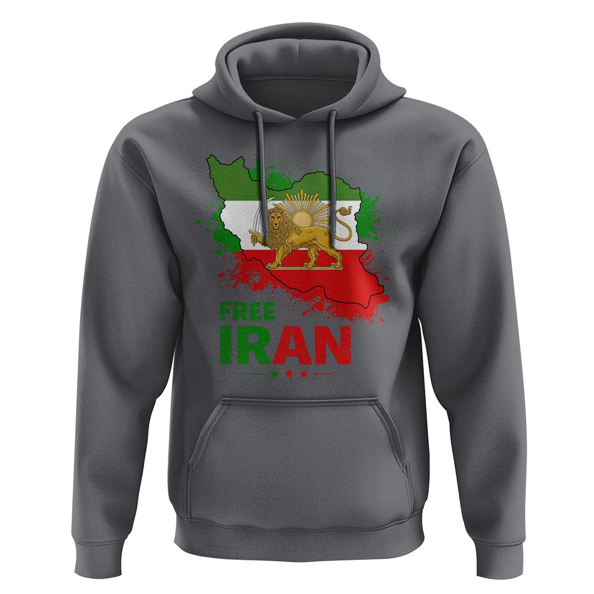 Free Iran Lion And Sun Map Graphic Hoodie Persian Heritage Freedom Support