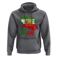 Free Iran Lion And Sun Map Graphic Hoodie Persian Heritage Freedom Support