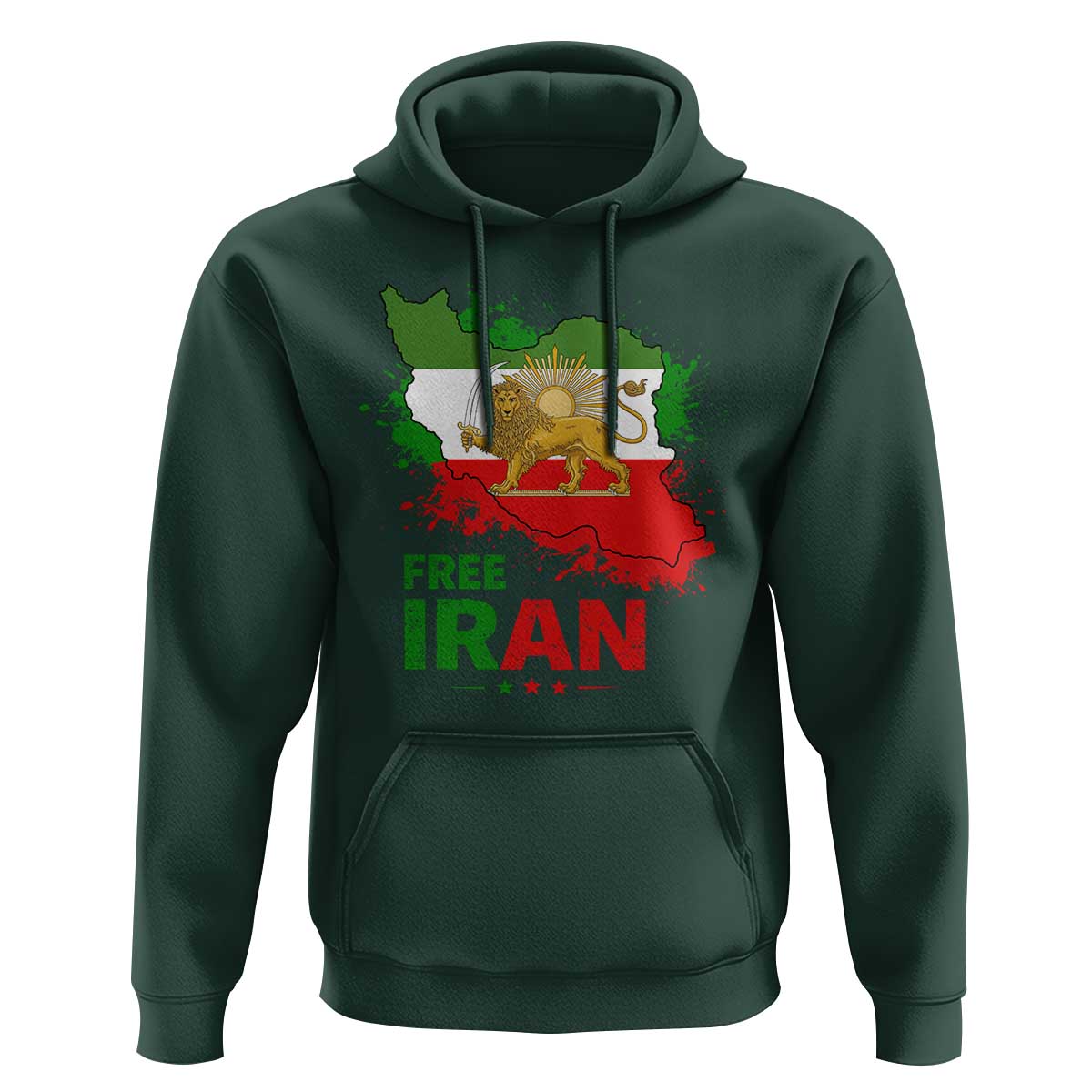 Free Iran Lion And Sun Map Graphic Hoodie Persian Heritage Freedom Support