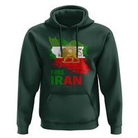 Free Iran Lion And Sun Map Graphic Hoodie Persian Heritage Freedom Support
