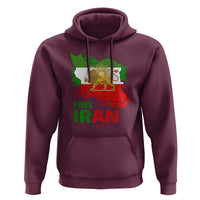 Free Iran Lion And Sun Map Graphic Hoodie Persian Heritage Freedom Support