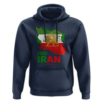 Free Iran Lion And Sun Map Graphic Hoodie Persian Heritage Freedom Support