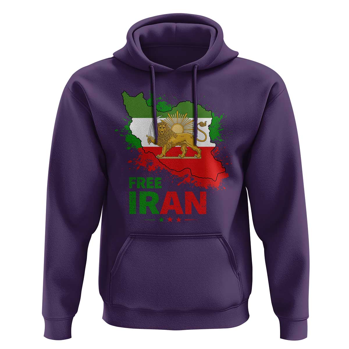 Free Iran Lion And Sun Map Graphic Hoodie Persian Heritage Freedom Support
