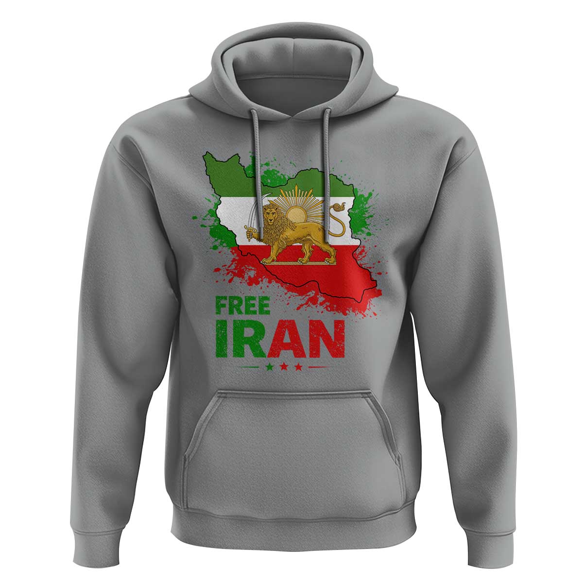 Free Iran Lion And Sun Map Graphic Hoodie Persian Heritage Freedom Support