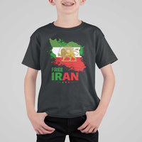 Free Iran Lion And Sun Map Graphic T Shirt For Kid Persian Heritage Freedom Support