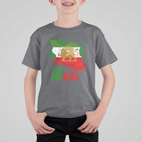 Free Iran Lion And Sun Map Graphic T Shirt For Kid Persian Heritage Freedom Support