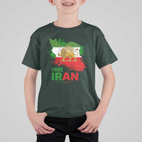 Free Iran Lion And Sun Map Graphic T Shirt For Kid Persian Heritage Freedom Support