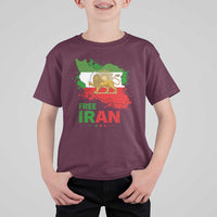 Free Iran Lion And Sun Map Graphic T Shirt For Kid Persian Heritage Freedom Support