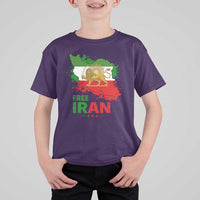 Free Iran Lion And Sun Map Graphic T Shirt For Kid Persian Heritage Freedom Support