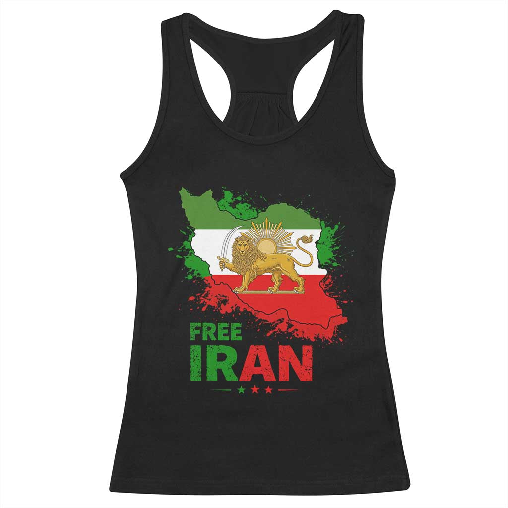 Free Iran Lion And Sun Map Graphic Racerback Tank Top Persian Heritage Freedom Support