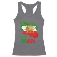 Free Iran Lion And Sun Map Graphic Racerback Tank Top Persian Heritage Freedom Support