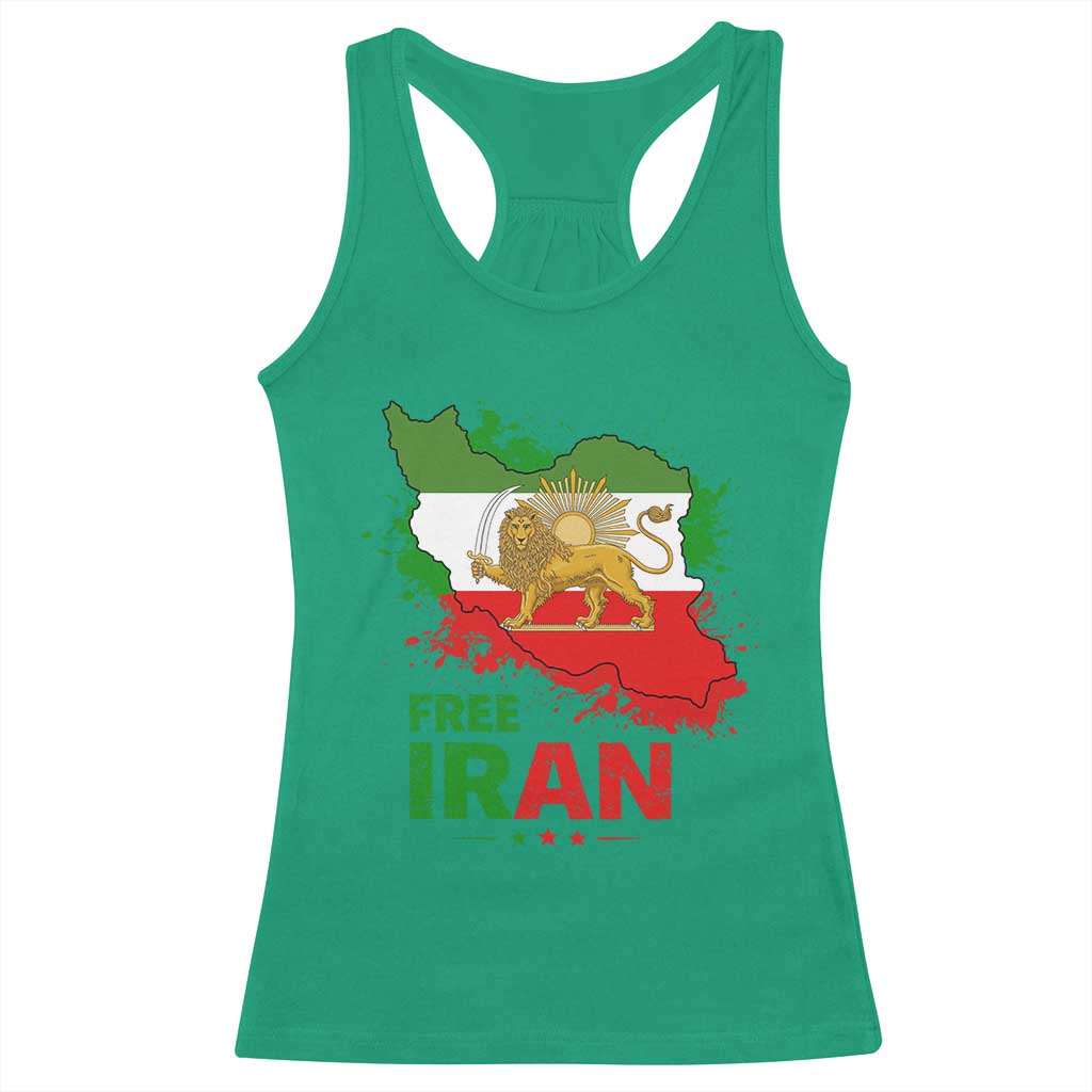Free Iran Lion And Sun Map Graphic Racerback Tank Top Persian Heritage Freedom Support