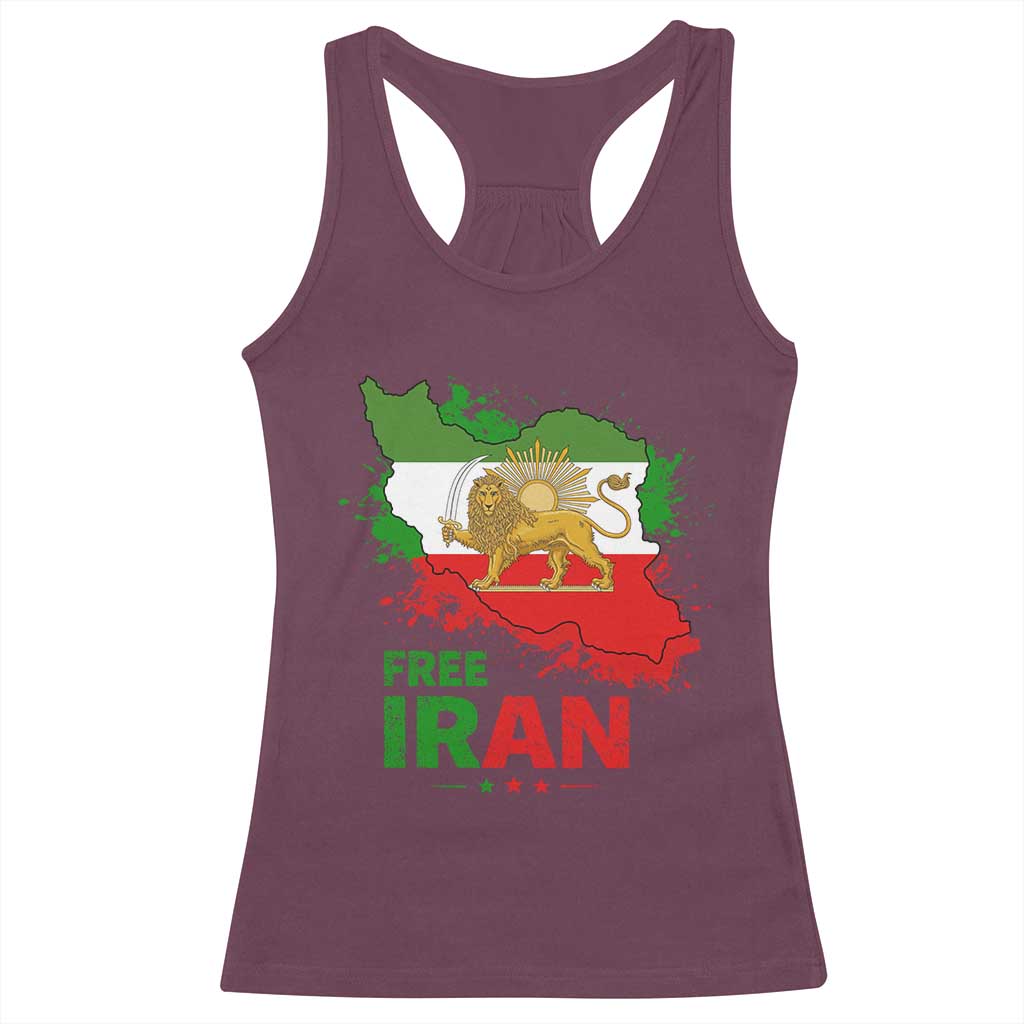 Free Iran Lion And Sun Map Graphic Racerback Tank Top Persian Heritage Freedom Support